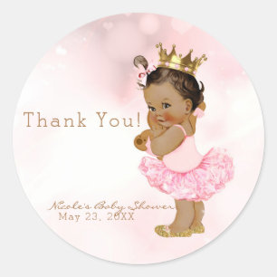 Sticker Rond Princesse rose Vintage Tan Baby Girl Douche Favori