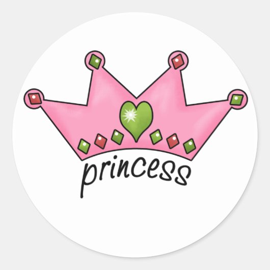 Sticker Rond Princesse Tiara rose (Devant)