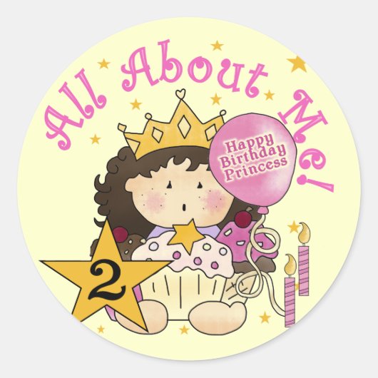 Sticker Rond Princesse Tout sur moi 2e anniversaire (Devant)