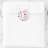 Sticker Rond Princesse Unicorn Cheveux foncé pourpre mignon Ann (Sac)