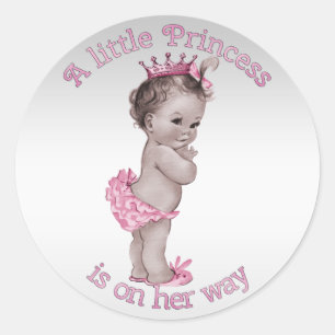 Sticker Rond Princesse vintage baby shower