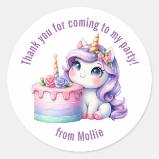 Sticker Rond Princesse violette Unicorn Merci