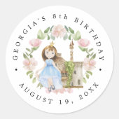 Sticker Rond Princesses, Chevaliers & Dragons Anniversaire Cont (Devant)