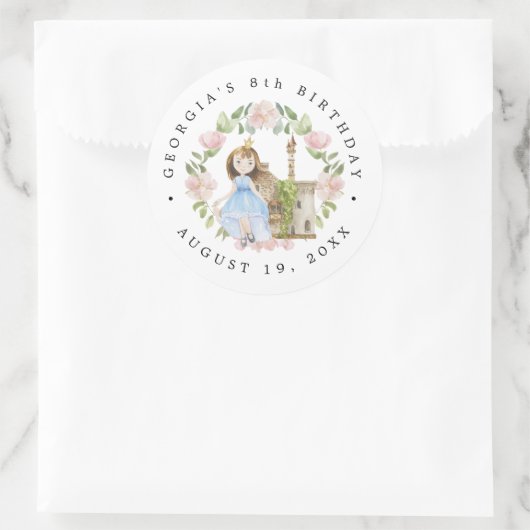 Sticker Rond Princesses, Chevaliers & Dragons Anniversaire Cont (Sac)