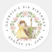 Sticker Rond Princesses, Chevaliers & Dragons Anniversaire Cont (Devant)