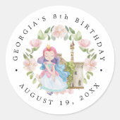 Sticker Rond Princesses, Chevaliers & Dragons Anniversaire Cont (Devant)