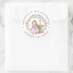 Sticker Rond Princesses, Chevaliers et Dragons Fairy Tale Anniv