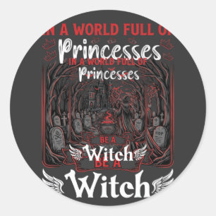 Sticker Rond Princesses Sorcière Halloween Château Chaudron Tom