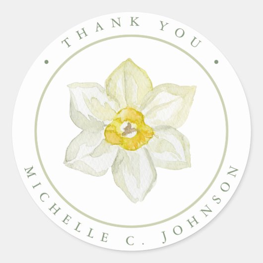 Sticker Rond Printemps Été Fleur Jaune Merci (Devant)