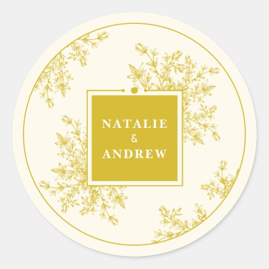 Sticker Rond Printemps Été Fleur sauvage Meadow Couples Mariage (Devant)