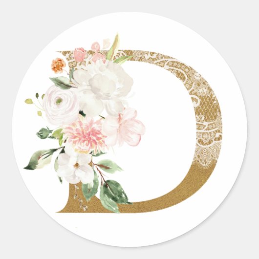 Sticker Rond Printemps été mariage MONOGRAM D (Devant)
