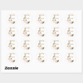 Sticker Rond Printemps été mariage MONOGRAM E (Feuille)