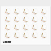 Sticker Rond Printemps été mariage MONOGRAM L (Feuille)