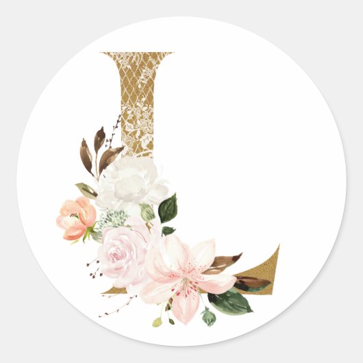 Sticker Rond Printemps été mariage MONOGRAM L (Devant)