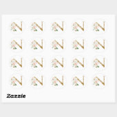 Sticker Rond Printemps été mariage MONOGRAM N (Feuille)
