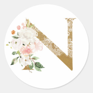 Sticker Rond Printemps été mariage MONOGRAM N