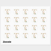 Sticker Rond Printemps été mariage MONOGRAM T (Feuille)