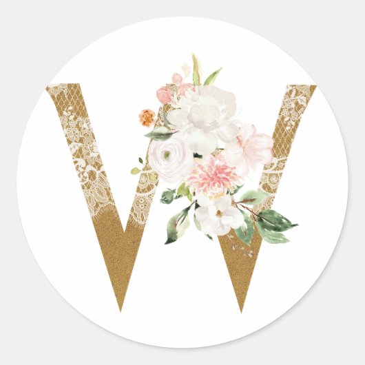 Sticker Rond Printemps été mariage MONOGRAM W (Devant)