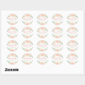 Sticker Rond Printemps Faveur Blush Peach Flowers Merci (Feuille)