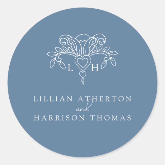 Sticker Rond Printemps fleur de lis mariage merci bleu faveur (Devant)