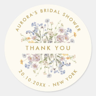 Sticker Rond Printemps Fleur sauvage Meadow Bride douche merci