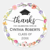 Sticker Rond Printemps Fleur sauvage Merci de diplôme (Devant)