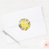 Sticker Rond Printemps Floral Jaune Joyeux Pâques (Enveloppe)