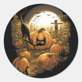 Sticker Rond Pris dans un patch Éffrayant (Devant)