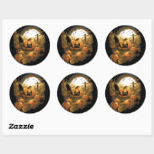 Sticker Rond Pris dans un patch Éffrayant (Feuille)