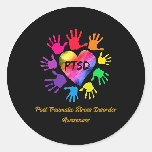 Sticker Rond Prise De Conscience Des Troubles De Stress Post-Tr (Devant)