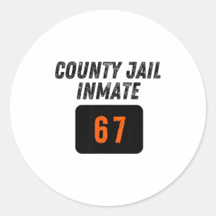 Sticker Rond Prisonnier de la prison du comté 67 Halloween drôl