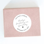Sticker Rond Privilégier un Merci de Mariage personnalisé minim<br><div class="desc">Stickers minimaliste de Merci Mariage personnalisé Favoriser</div>