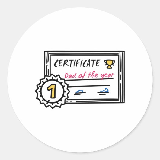 Sticker Rond Prix de fête des pères du certificat papa de l'ann (Devant)