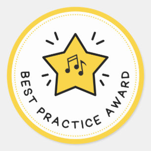 Sticker Rond Prix de la meilleure pratique Notes musicales Yell