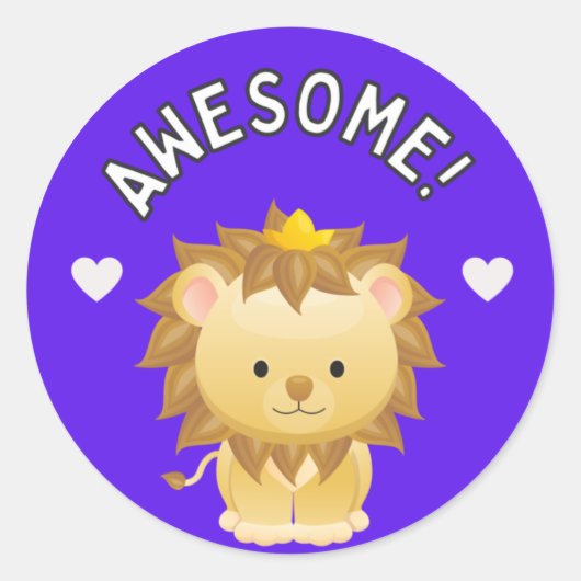 Sticker Rond Prix de Progrès Étudiant Génial Lion Mignon (Devant)
