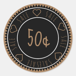 Sticker Rond Prix de vente d'or noir personnalisé
