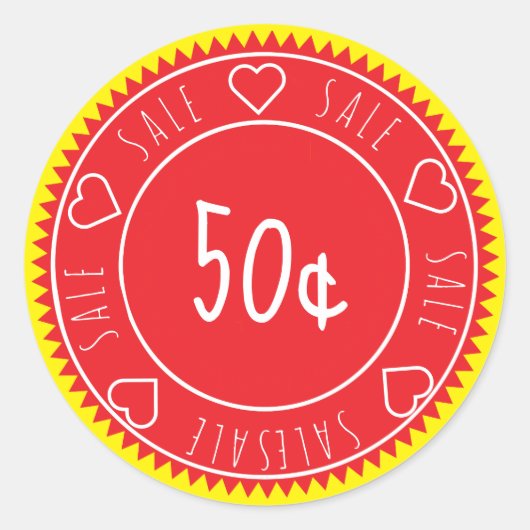Sticker Rond Prix de vente Jaune Rouge Personnalisé (Devant)