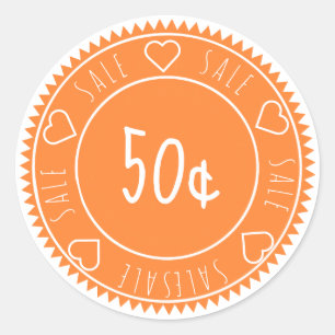 Sticker Rond Prix de vente orange personnalisé brillant