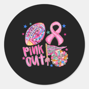 Sticker Rond Prix du cancer du sein rose Out Footll rose Ribbon