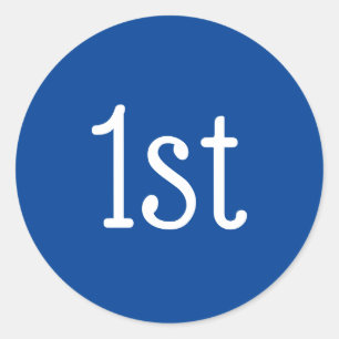 Sticker Rond Prix du gagnant de la 1ère place bleu et blanc