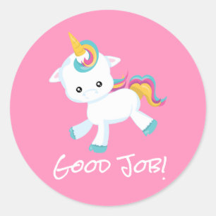 Sticker Rond Prix Mérite de l'enseignant Pink Unicorn