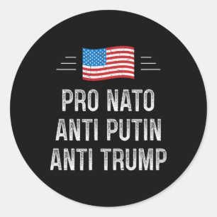 Sticker Rond Pro Otan - Anti Poutine - Anti Trump - Style Rétro