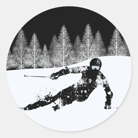 Sticker Rond Pro Skier, Ski Snowboard (Devant)
