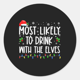 Sticker Rond Probable De Boire Avec La Famille Elves Elf Christ