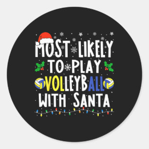 Sticker Rond Probablement Jouer Au Volley-ball Avec Père Noël C