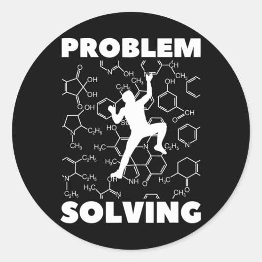 Sticker Rond Problem Solving Climber, Rock Climbing Chemistry,  (Devant)