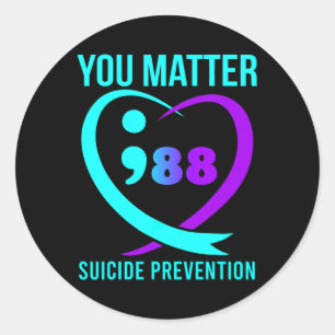 Sticker Rond Problème 988 Sensibilisation à la prévention du su