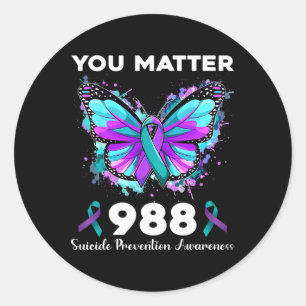 Sticker Rond Problème de papillon 988 Prévention du suicide Awa