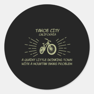 Sticker Rond Problème de vélo de montagne en ville de boisson -