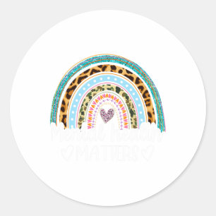Sticker Rond Problèmes de santé Empreinte de léopard Boho Rainb